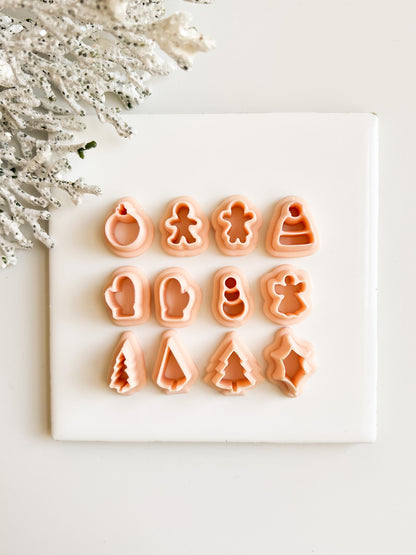 Christmas Stud Pack Clay Cutter | Christmas Stud Pack Polymer Clay Cutter Set for DIY Holiday Earrings Festive Jewelry and Seasonal Handmade Accessories