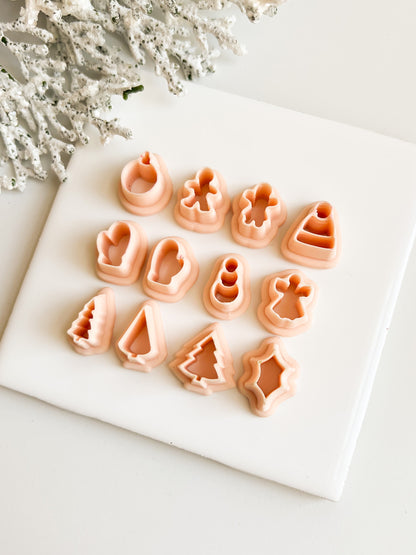 Christmas Stud Pack Clay Cutter | Christmas Stud Pack Polymer Clay Cutter Set for DIY Holiday Earrings Festive Jewelry and Seasonal Handmade Accessories