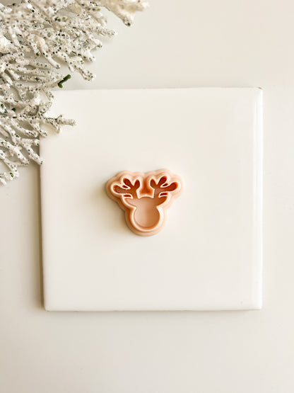 Reindeer Head No. 1 Clay Cutter | Festive Reindeer Polymer Clay Cutter for DIY Jewelry and Baking