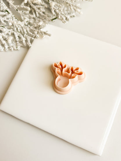 Reindeer Head No. 1 Clay Cutter | Festive Reindeer Polymer Clay Cutter for DIY Jewelry and Baking