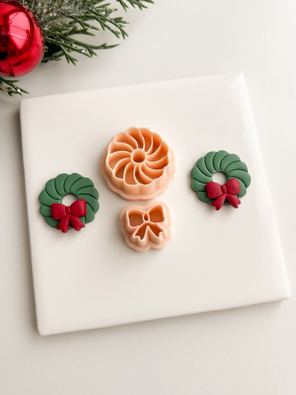 Christmas Wreath No. 2 Clay Cutter | Christmas Wreath No. 2 Polymer Clay Cutter for DIY Holiday Earrings Winter Jewelry and Handmade Festive Accessories