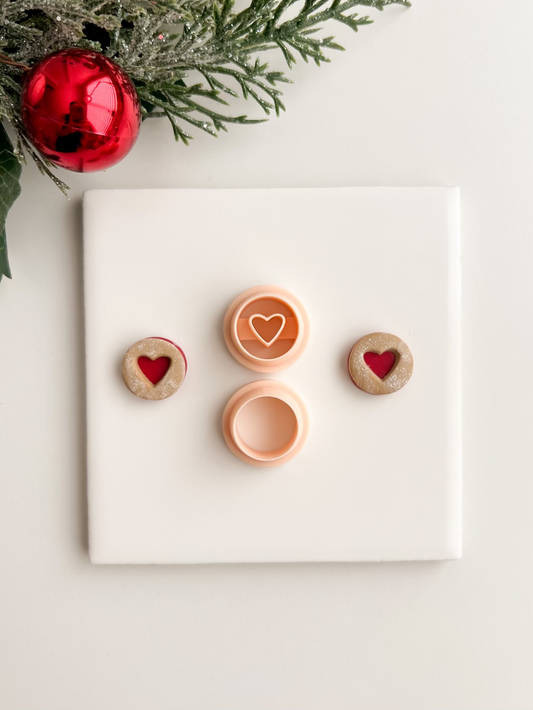 Round Heart Cookie with Emboss Clay Cutter | Round Heart Cookie with Emboss Polymer Clay Cutter for DIY Valentine Earrings Cute Love-Themed Jewelry and Handmade Sweet Accessories