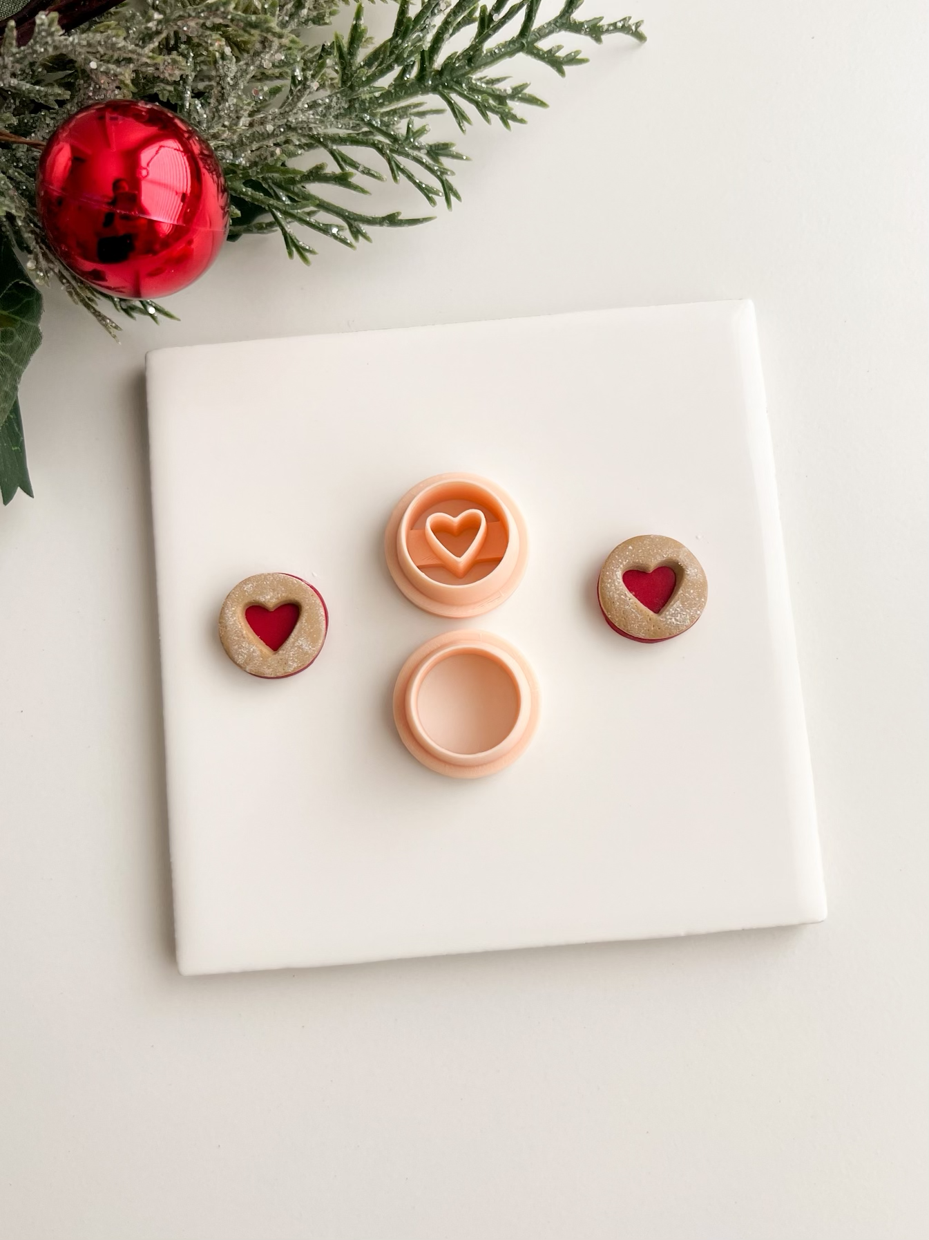 Round Heart Cookie with Emboss Clay Cutter | Round Heart Cookie with Emboss Polymer Clay Cutter for DIY Valentine Earrings Cute Love-Themed Jewelry and Handmade Sweet Accessories