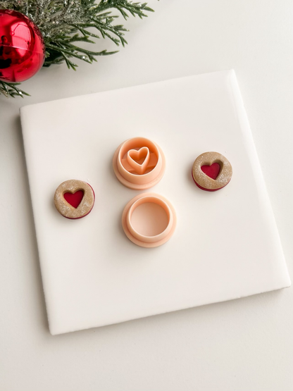 Round Heart Cookie with Emboss Clay Cutter | Round Heart Cookie with Emboss Polymer Clay Cutter for DIY Valentine Earrings Cute Love-Themed Jewelry and Handmade Sweet Accessories