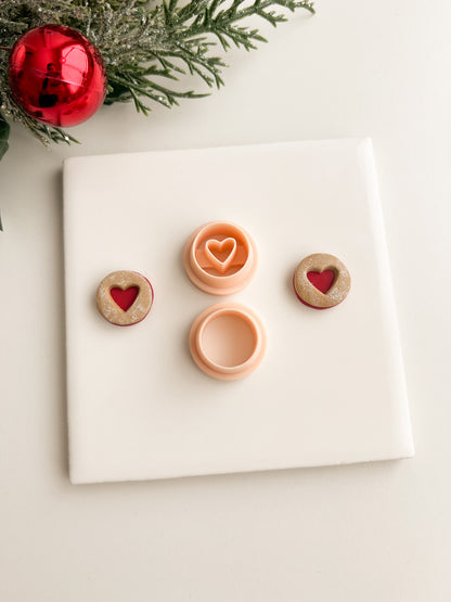 Round Heart Cookie with Emboss Clay Cutter | Round Heart Cookie with Emboss Polymer Clay Cutter for DIY Valentine Earrings Cute Love-Themed Jewelry and Handmade Sweet Accessories