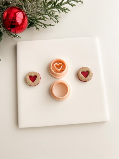 Round Heart Cookie with Emboss Clay Cutter | Round Heart Cookie with Emboss Polymer Clay Cutter for DIY Valentine Earrings Cute Love-Themed Jewelry and Handmade Sweet Accessories