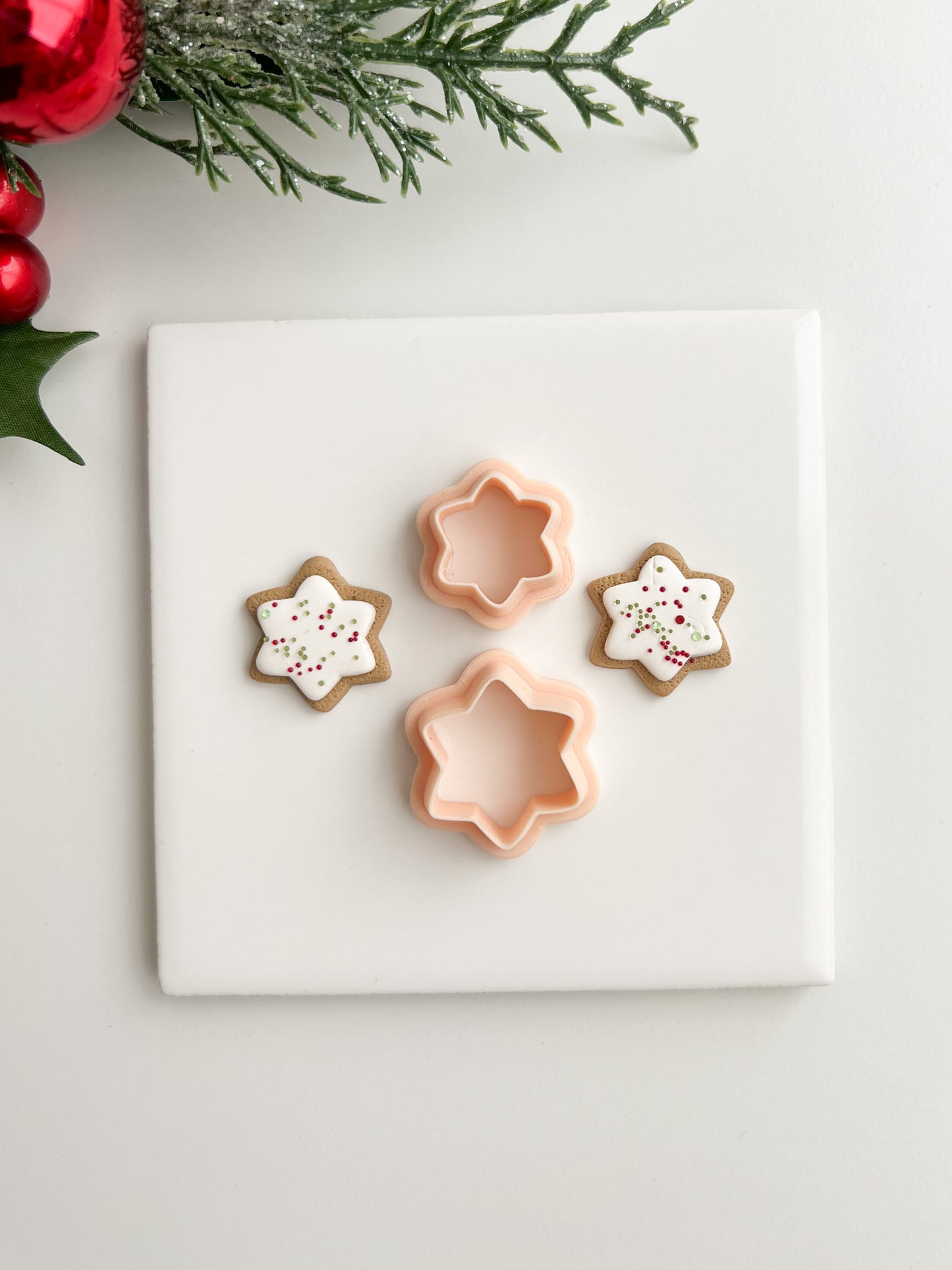 Sugar Cookie Star Clay Cutter | Sugar Cookie Star Polymer Clay Cutter for DIY Holiday Earrings Christmas Jewelry and Handmade Baking-Themed Accessories