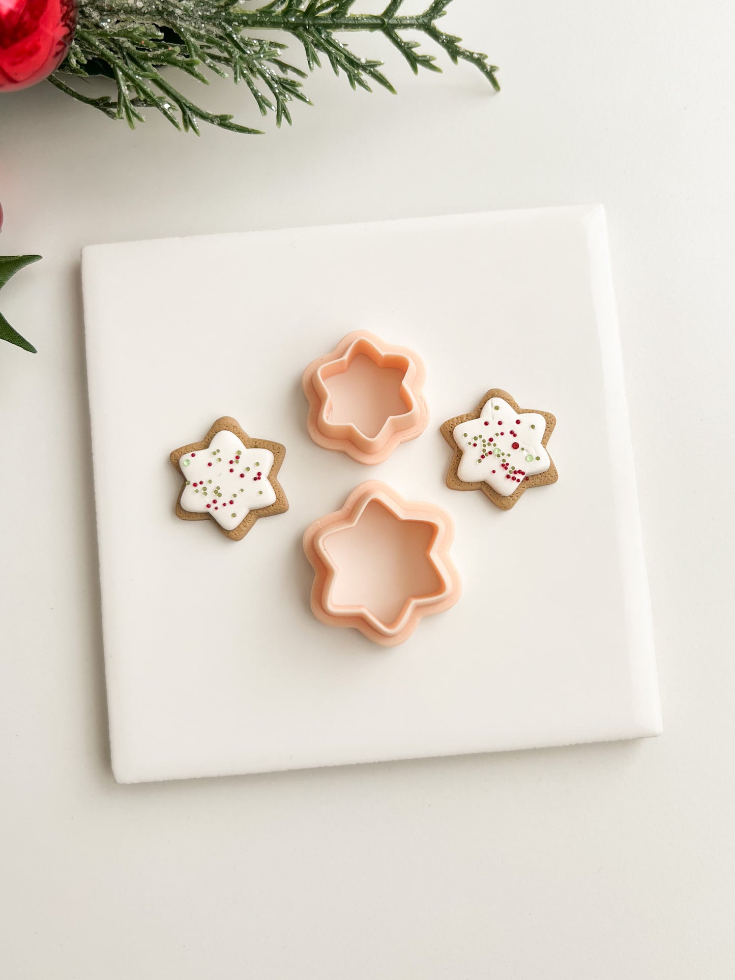 Sugar Cookie Star Clay Cutter | Sugar Cookie Star Polymer Clay Cutter for DIY Holiday Earrings Christmas Jewelry and Handmade Baking-Themed Accessories
