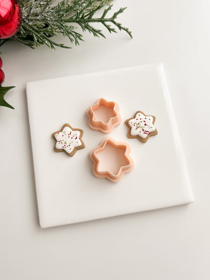 Sugar Cookie Star Clay Cutter | Sugar Cookie Star Polymer Clay Cutter for DIY Holiday Earrings Christmas Jewelry and Handmade Baking-Themed Accessories