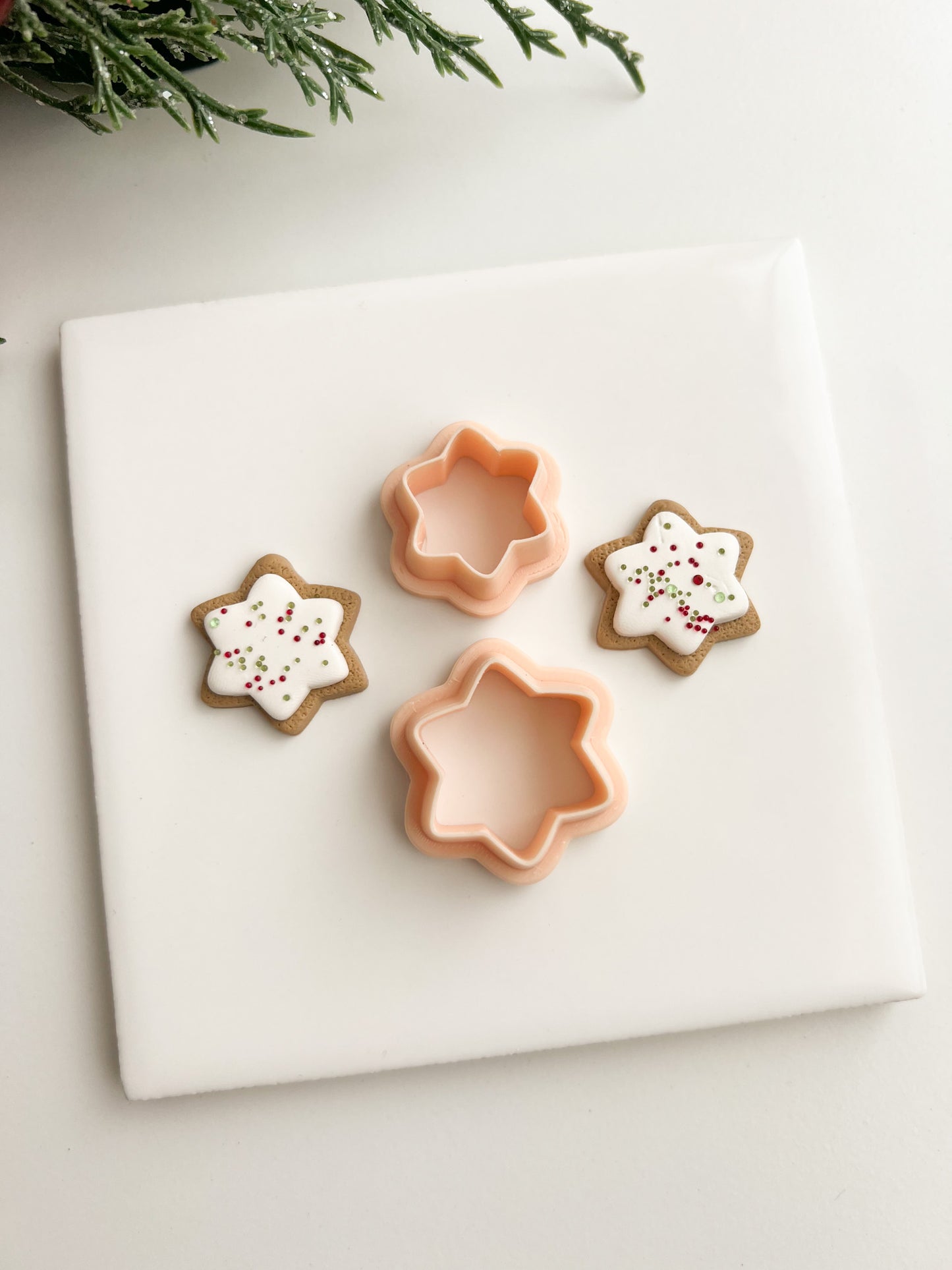 Sugar Cookie Star Clay Cutter | Sugar Cookie Star Polymer Clay Cutter for DIY Holiday Earrings Christmas Jewelry and Handmade Baking-Themed Accessories