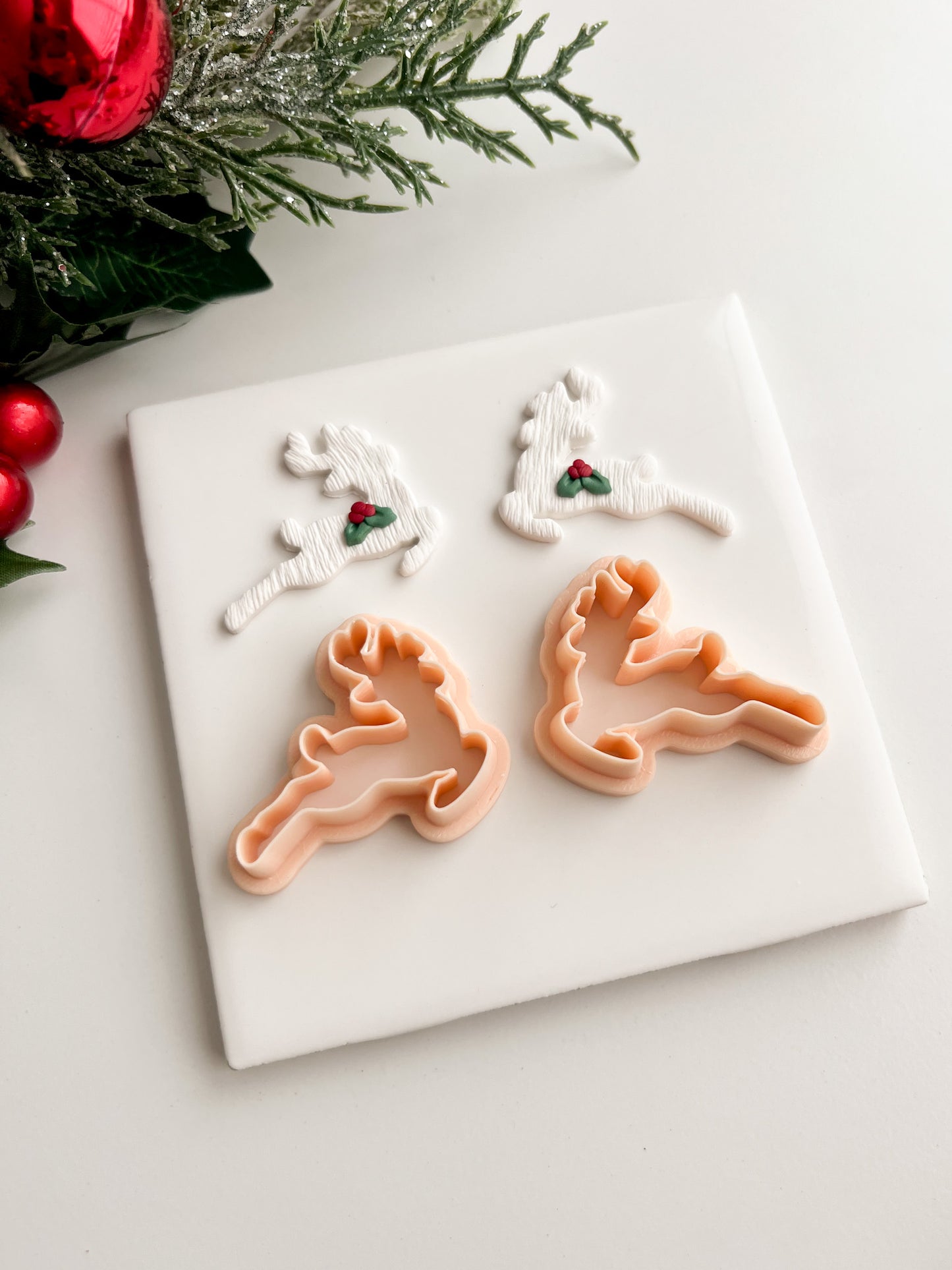 Flying Reindeer Pair Clay Cutter | Flying Reindeer Pair Polymer Clay Cutter for DIY Christmas Earrings Rudolph Jewelry and Handmade Holiday Accessories