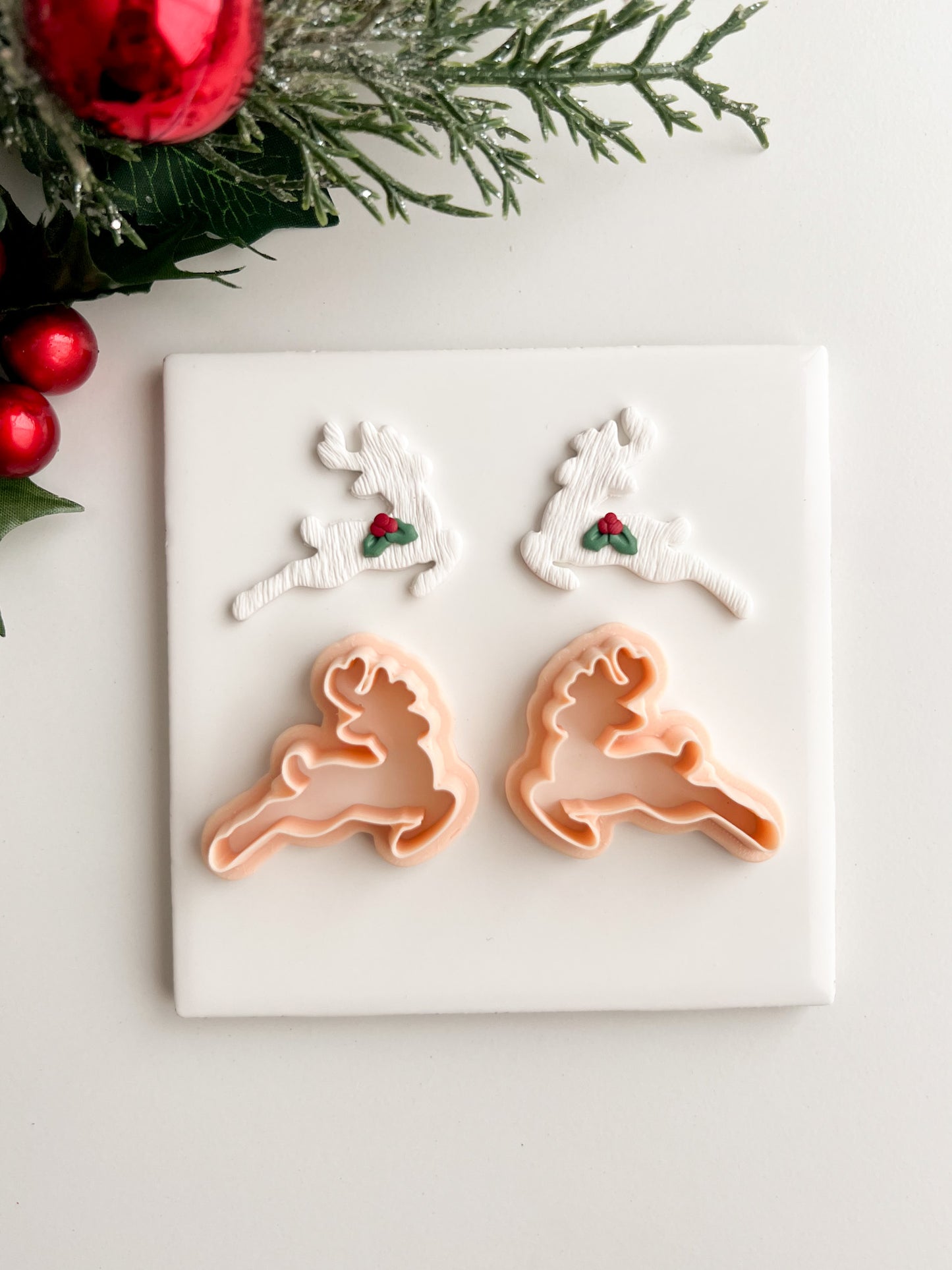 Flying Reindeer Pair Clay Cutter | Flying Reindeer Pair Polymer Clay Cutter for DIY Christmas Earrings Rudolph Jewelry and Handmade Holiday Accessories