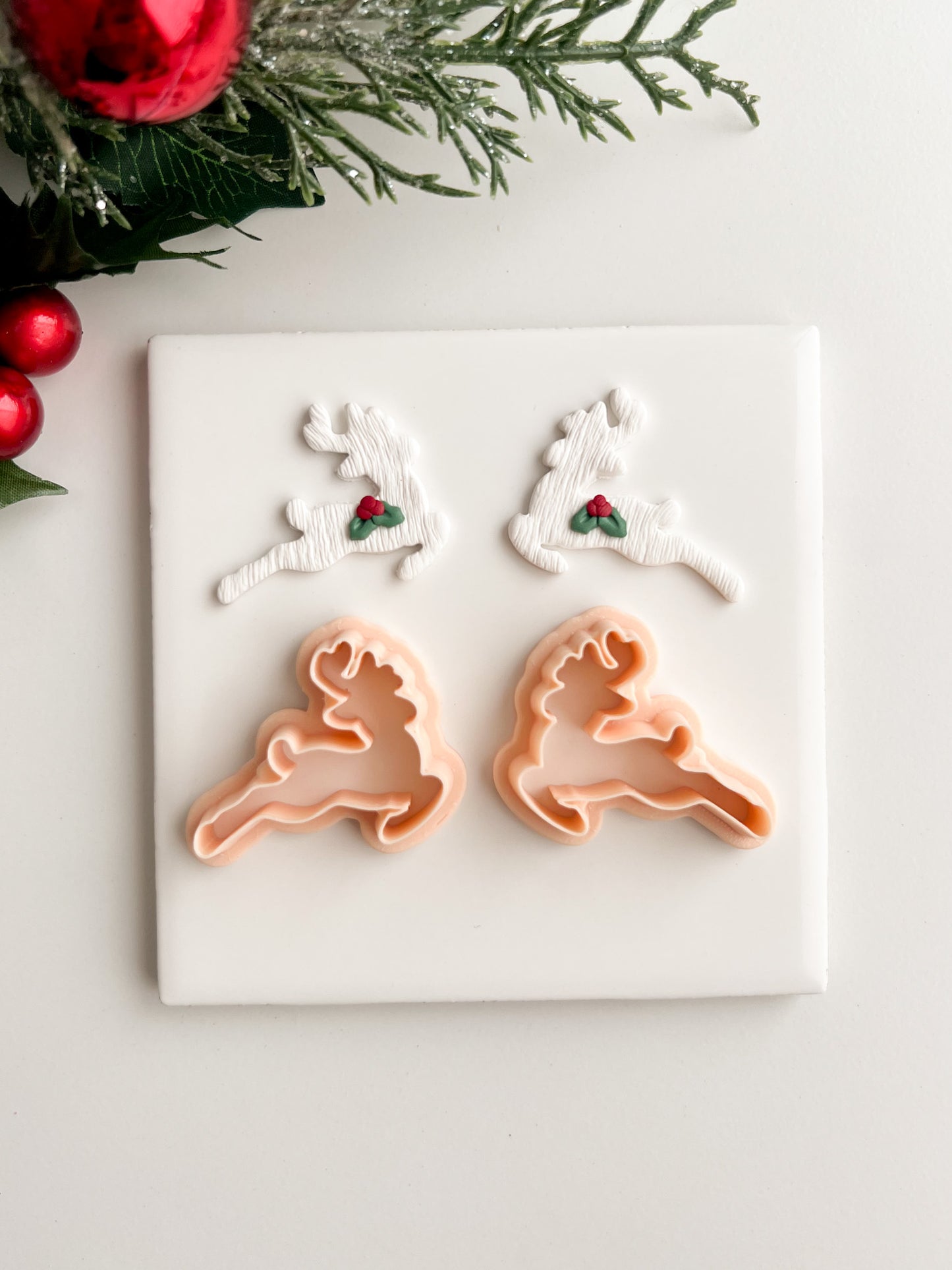 Flying Reindeer Pair Clay Cutter | Flying Reindeer Pair Polymer Clay Cutter for DIY Christmas Earrings Rudolph Jewelry and Handmade Holiday Accessories