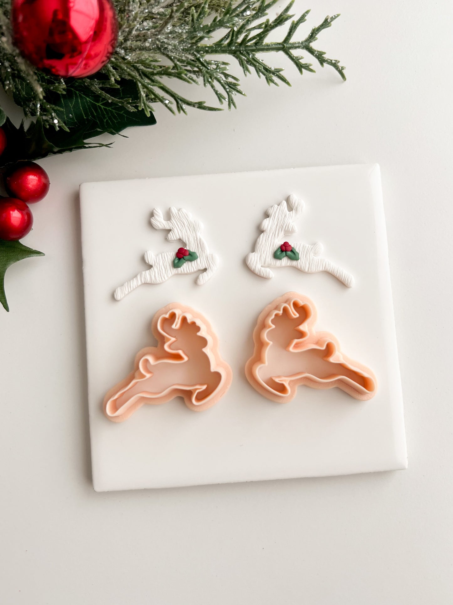 Flying Reindeer Pair Clay Cutter | Flying Reindeer Pair Polymer Clay Cutter for DIY Christmas Earrings Rudolph Jewelry and Handmade Holiday Accessories