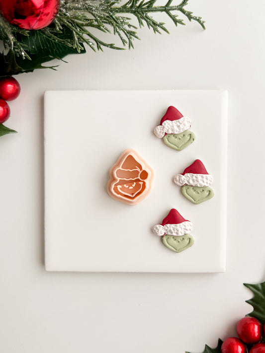 Grinch Head Set Clay Cutter | Grinch Head Set Polymer Clay Cutter for DIY Christmas Earrings Holiday-Themed Jewelry and Handmade Festive Accessories