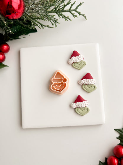 Grinch Head Set Clay Cutter | Grinch Head Set Polymer Clay Cutter for DIY Christmas Earrings Holiday-Themed Jewelry and Handmade Festive Accessories