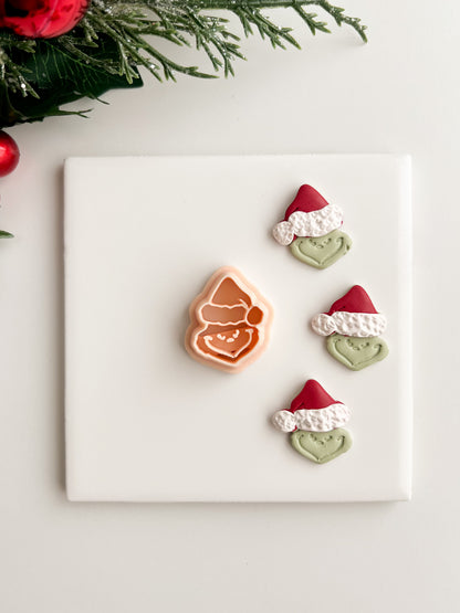 Grinch Head Set Clay Cutter | Grinch Head Set Polymer Clay Cutter for DIY Christmas Earrings Holiday-Themed Jewelry and Handmade Festive Accessories