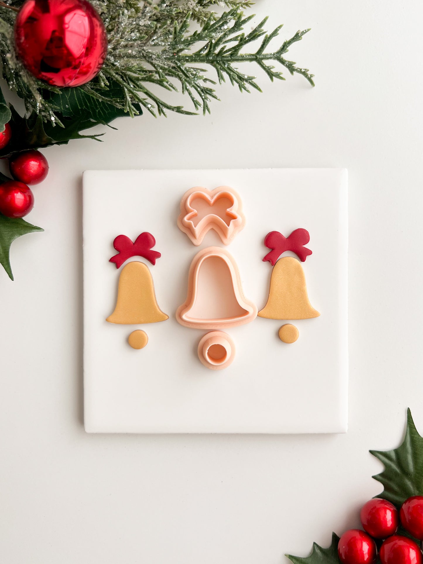 Christmas Bell Set Clay Cutter | Christmas Bell Set Polymer Clay Cutter for DIY Holiday Earrings Festive Jewelry and Handmade Winter Accessories