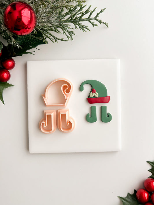 Elf Hat and Boots Set Clay Cutters | Elf Hat and Boots Set Polymer Clay Cutters for DIY Christmas Earrings Santa's Helper Jewelry and Handmade Festive Accessories
