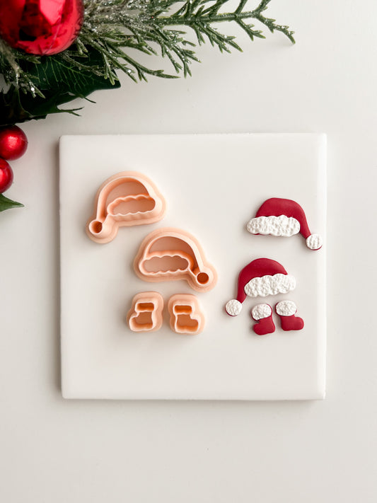 Santa Hat and Boots Set Clay Cutters | Santa Hat and Boots Polymer Clay Cutter Set for DIY Christmas Earrings Festive Jewelry and Handmade Holiday Accessories