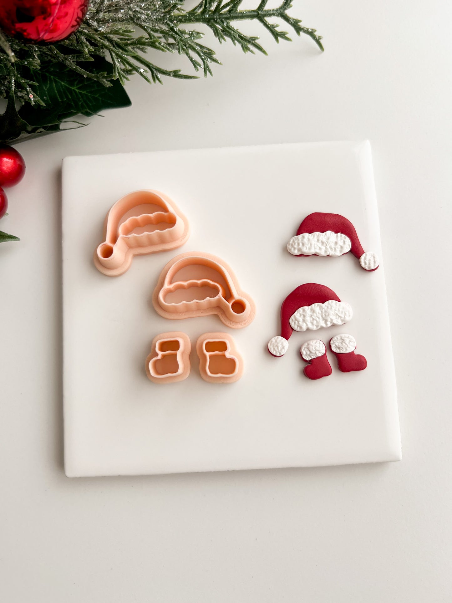 Santa Hat and Boots Set Clay Cutters | Santa Hat and Boots Polymer Clay Cutter Set for DIY Christmas Earrings Festive Jewelry and Handmade Holiday Accessories