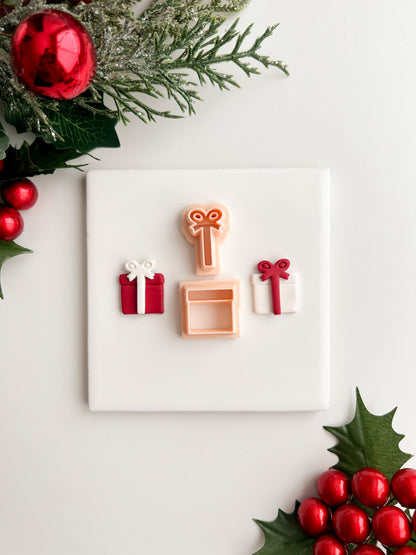 Christmas Present No. 2 Clay Cutter | Christmas Present No. 2 Polymer Clay Cutter for DIY Holiday Earrings Festive Gift Jewelry and Handmade Winter Accessories