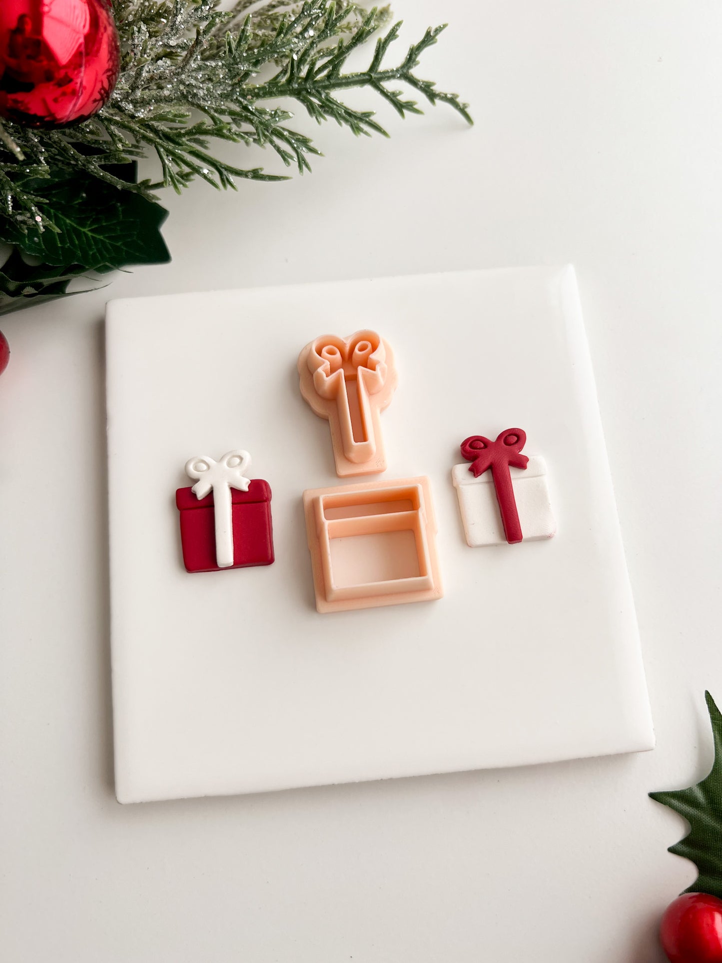 Christmas Present No. 2 Clay Cutter | Christmas Present No. 2 Polymer Clay Cutter for DIY Holiday Earrings Festive Gift Jewelry and Handmade Winter Accessories