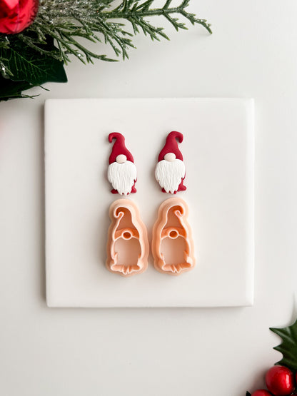Gnome No. 2 Clay Cutter | Gnome No. 2 Polymer Clay Cutter for DIY Winter Earrings Festive Jewelry and Handmade Christmas Accessories