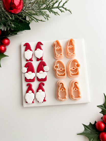 Gnome Trio Mirrored Set Clay Cutter | Gnome Trio Mirrored Set Polymer Clay Cutter for DIY Christmas Earrings Cute Holiday Jewelry and Handmade Winter Accessories