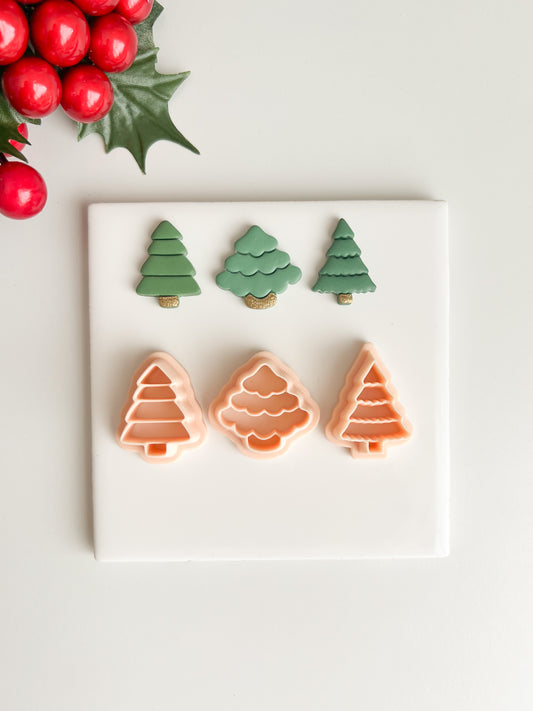 Tree Trio Clay Cutter Set | Tree Trio Polymer Clay Cutter Set for DIY Christmas Earrings Forest Jewelry and Handmade Holiday Accessories