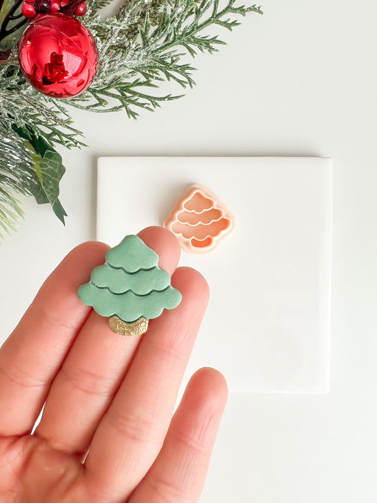 Wavy Rounded Tree Clay Cutter | Wavy Rounded Tree Polymer Clay Cutter for DIY Festive Earrings Christmas Jewelry and Handmade Holiday Accessories