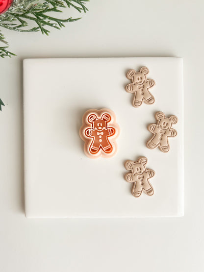 Mickey Gingerbread Man Clay Cutter | Mickey Gingerbread Man Polymer Clay Cutter for DIY Christmas Earrings Baking-Themed Jewelry and Handmade Holiday Accessories