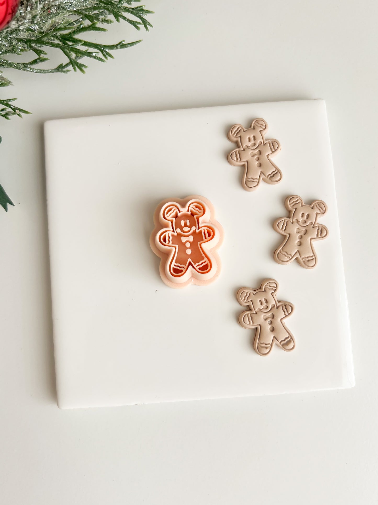 Mickey Gingerbread Man Clay Cutter | Mickey Gingerbread Man Polymer Clay Cutter for DIY Christmas Earrings Baking-Themed Jewelry and Handmade Holiday Accessories
