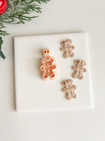 Minnie Mouse Gingerbread Clay Cutter | Minnie Mouse Gingerbread Polymer Clay Cutter for DIY Holiday Earrings Disney Jewelry and Handmade Christmas Accessories