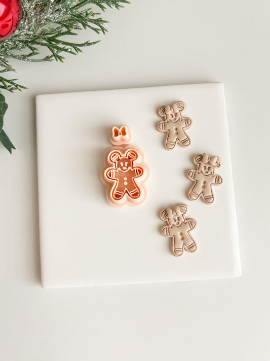 Minnie Mouse Gingerbread Clay Cutter | Minnie Mouse Gingerbread Polymer Clay Cutter for DIY Holiday Earrings Disney Jewelry and Handmade Christmas Accessories