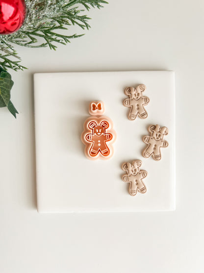 Minnie Mouse Gingerbread Clay Cutter | Minnie Mouse Gingerbread Polymer Clay Cutter for DIY Holiday Earrings Disney Jewelry and Handmade Christmas Accessories