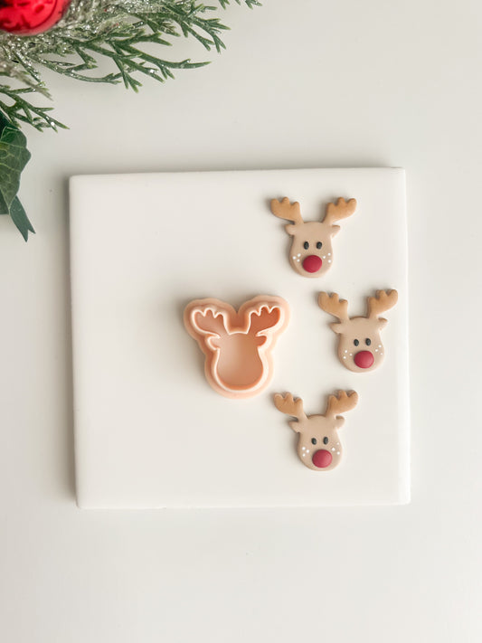 Reindeer Head No. 2 Clay Cutter | Reindeer Head No. 2 Polymer Clay Cutter for DIY Christmas Earrings Holiday Jewelry and Handmade Winter Accessories