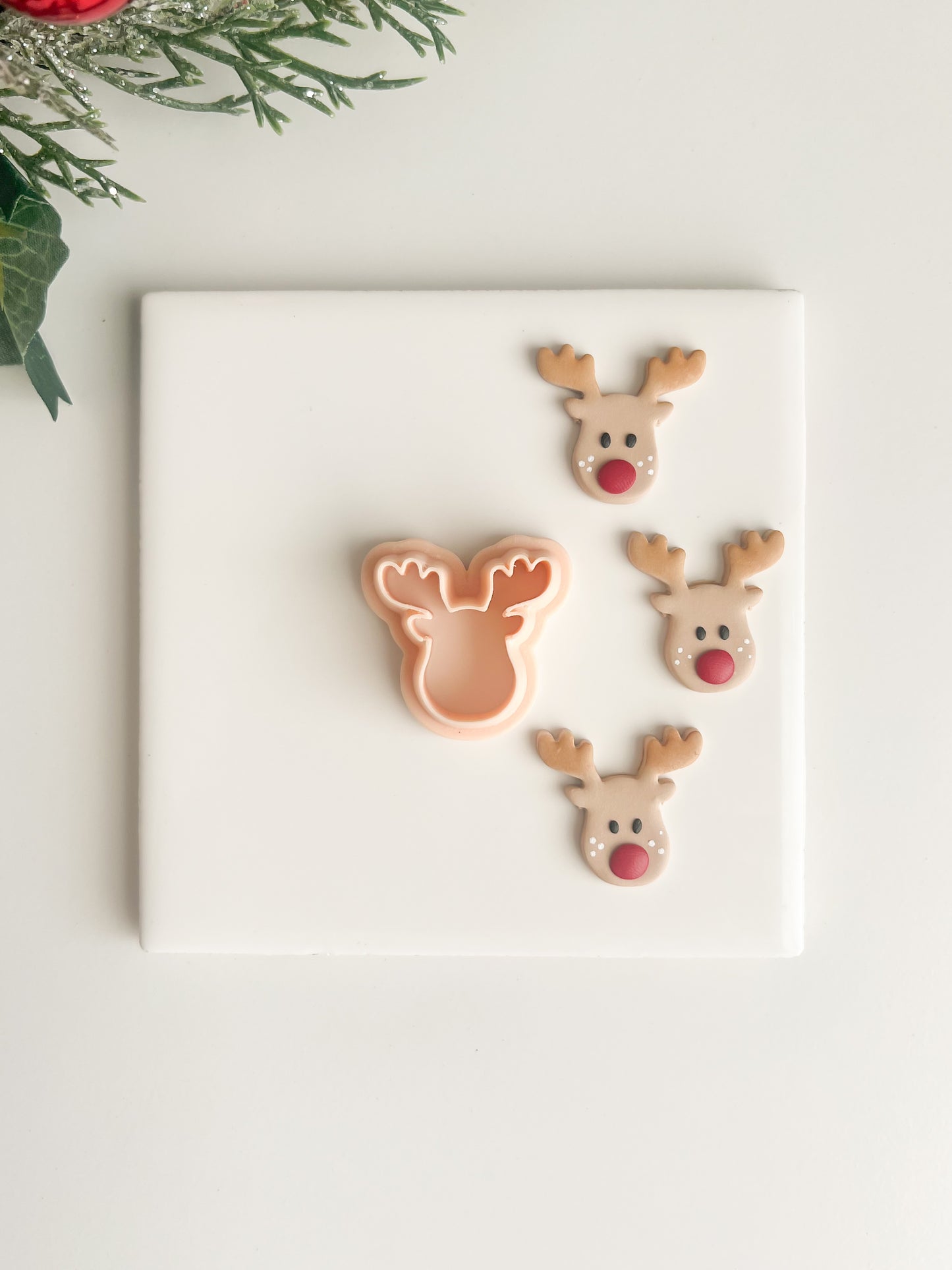 Reindeer Head No. 2 Clay Cutter | Reindeer Head No. 2 Polymer Clay Cutter for DIY Christmas Earrings Holiday Jewelry and Handmade Winter Accessories