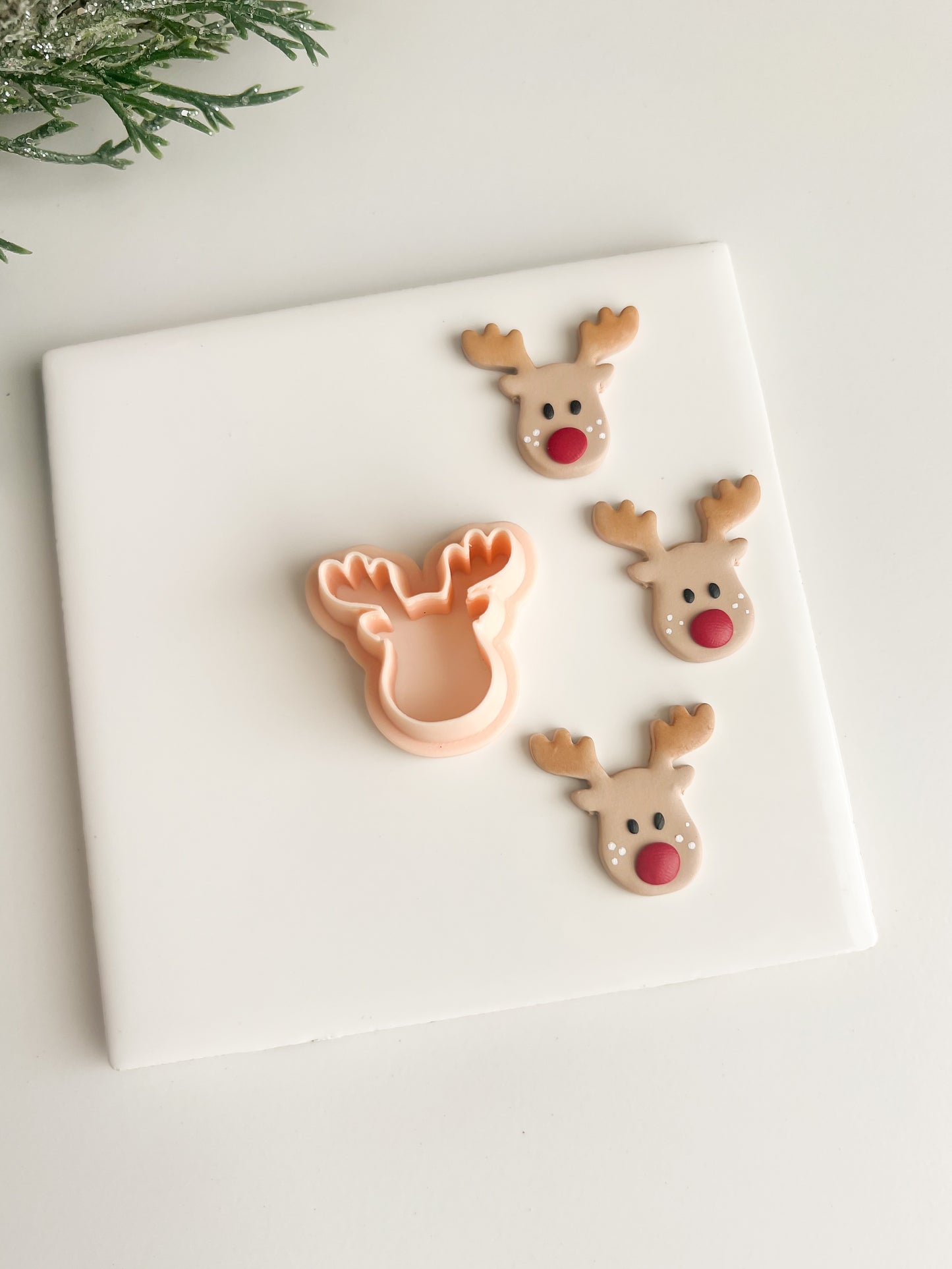 Reindeer Head No. 2 Clay Cutter | Reindeer Head No. 2 Polymer Clay Cutter for DIY Christmas Earrings Holiday Jewelry and Handmade Winter Accessories