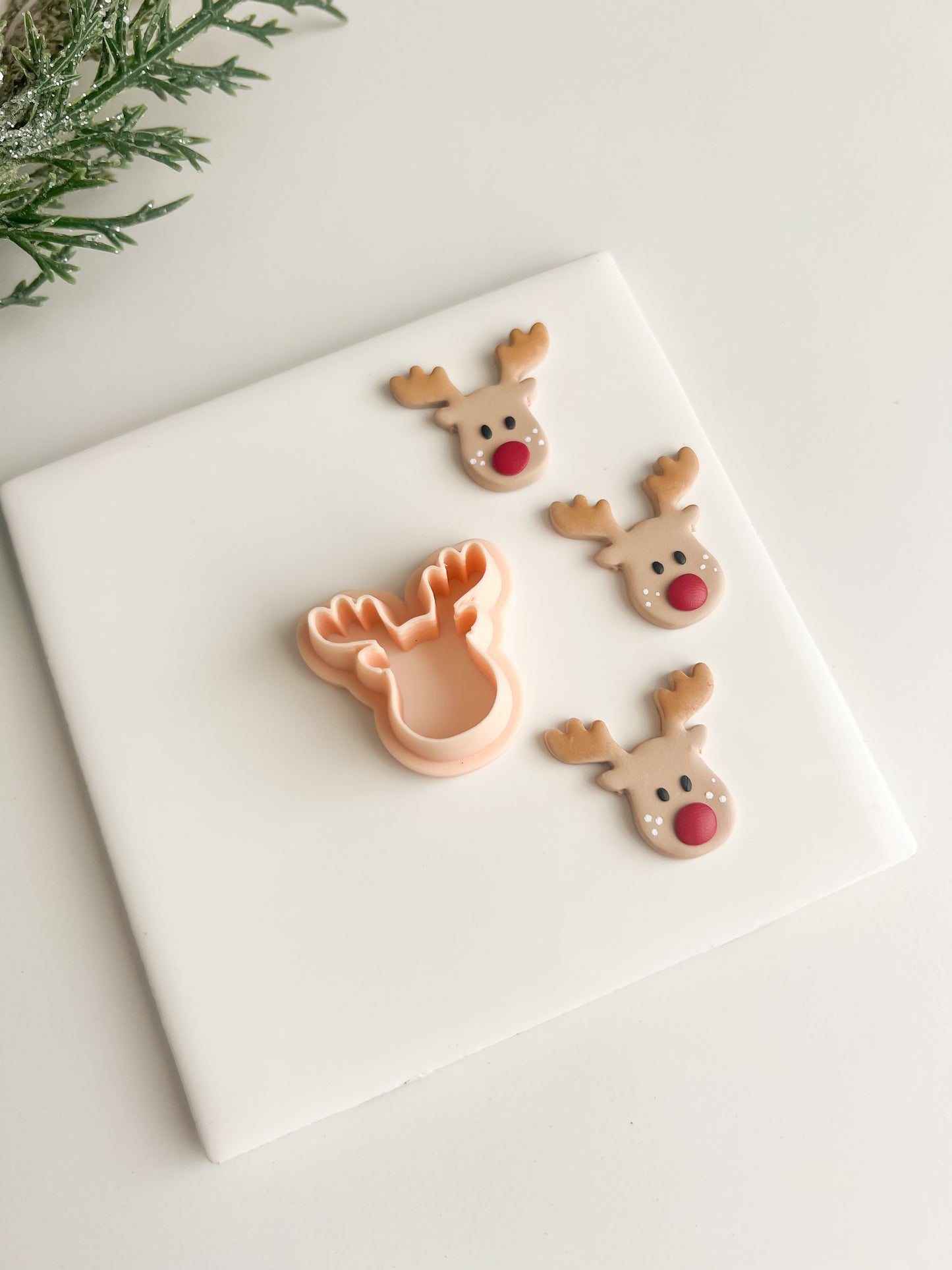 Reindeer Head No. 2 Clay Cutter | Reindeer Head No. 2 Polymer Clay Cutter for DIY Christmas Earrings Holiday Jewelry and Handmade Winter Accessories