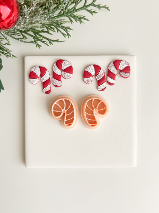 Candy Cane No. 3 Clay Cutter | Candy Cane No. 3 Polymer Clay Cutter for DIY Christmas Earrings Candy-Themed Jewelry and Handmade Holiday Accessories