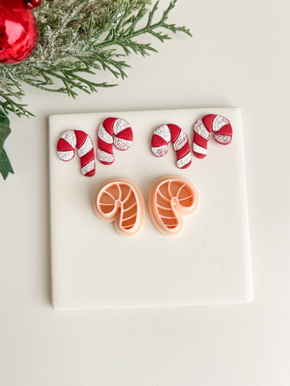 Candy Cane No. 3 Clay Cutter | Candy Cane No. 3 Polymer Clay Cutter for DIY Christmas Earrings Candy-Themed Jewelry and Handmade Holiday Accessories