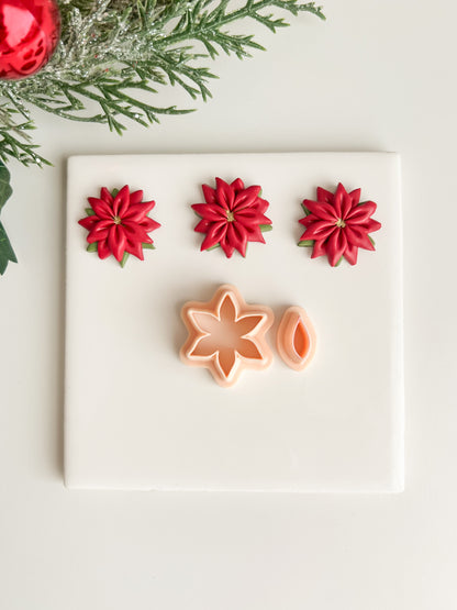 Poinsettia No. 3 Clay Cutter | Poinsettia No. 3 Polymer Clay Cutter for DIY Holiday Earrings Botanical Jewelry and Handmade Christmas Accessories