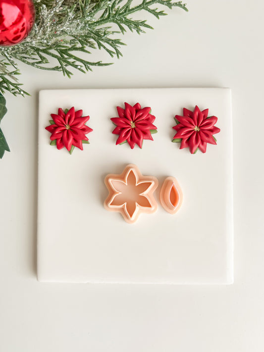 Poinsettia No. 3 Clay Cutter | Poinsettia No. 3 Polymer Clay Cutter for DIY Holiday Earrings Botanical Jewelry and Handmade Christmas Accessories