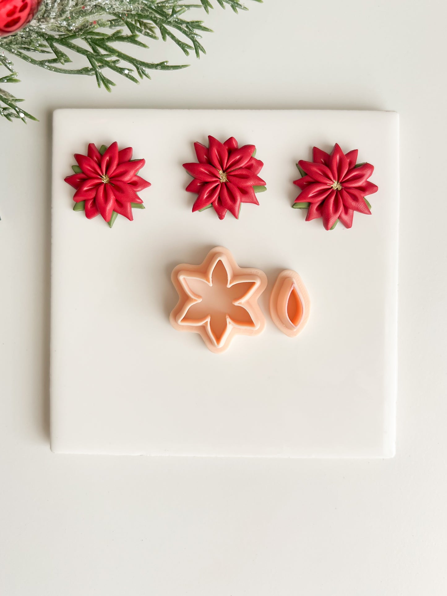 Poinsettia No. 3 Clay Cutter | Poinsettia No. 3 Polymer Clay Cutter for DIY Holiday Earrings Botanical Jewelry and Handmade Christmas Accessories