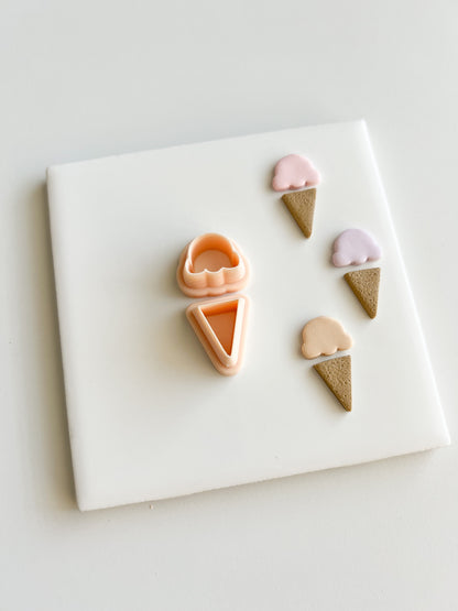 Ice Cream 2 Part Clay Cutter | Ice Cream 2 Part Polymer Clay Cutter for DIY Frozen Treat Earrings Cute Jewelry and Handmade Dessert Accessories