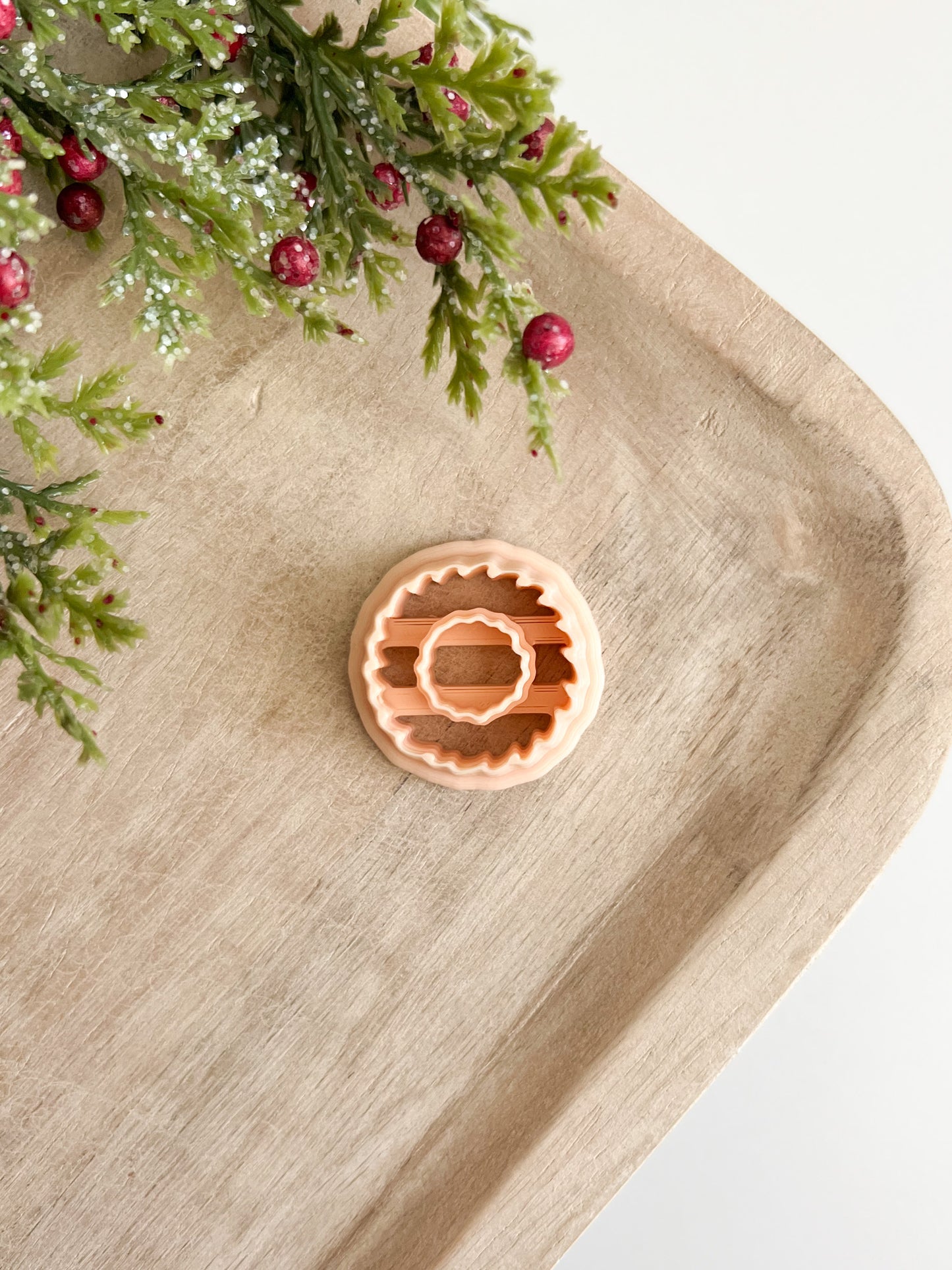 Christmas Wreath No. 1 Clay Cutter | Christmas Wreath Polymer Clay Cutter for DIY Holiday Earrings Festive Jewelry and Handmade Seasonal Crafts