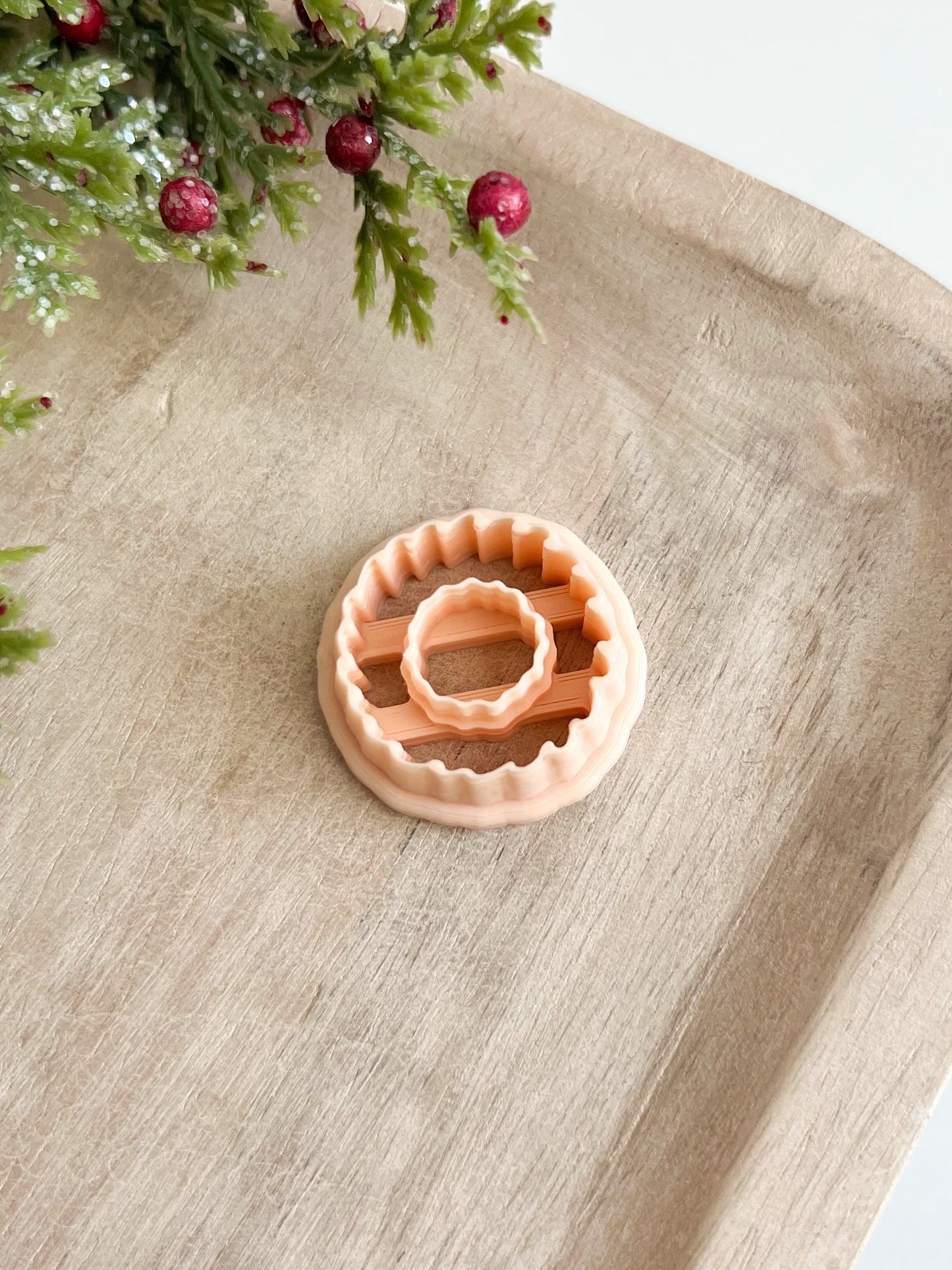 Christmas Wreath No. 1 Clay Cutter | Christmas Wreath Polymer Clay Cutter for DIY Holiday Earrings Festive Jewelry and Handmade Seasonal Crafts