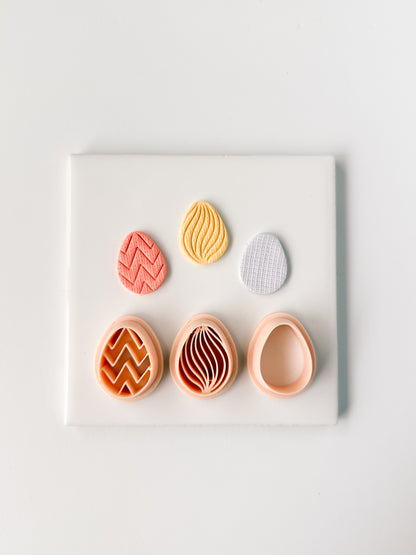 Embossed Egg Trio No. 2 Clay Cutter | Embossed Egg Polymer Clay Cutter Set for DIY Easter Earrings Festive Jewelry and Handmade Spring Accessories