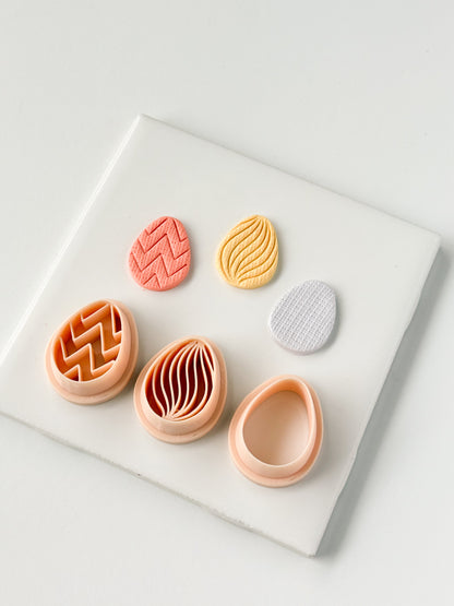 Embossed Egg Trio No. 2 Clay Cutter | Embossed Egg Polymer Clay Cutter Set for DIY Easter Earrings Festive Jewelry and Handmade Spring Accessories